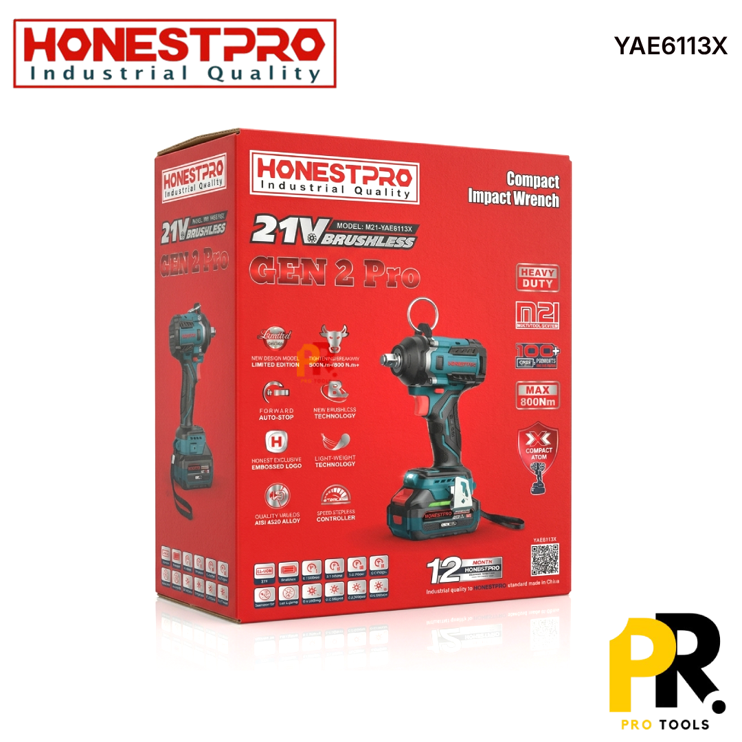 BOULONNEUSE CLE A CHOC BATTERIE SOLO 21V 800N.M HONESTPRO | YAE6113X آلة فك البراغي