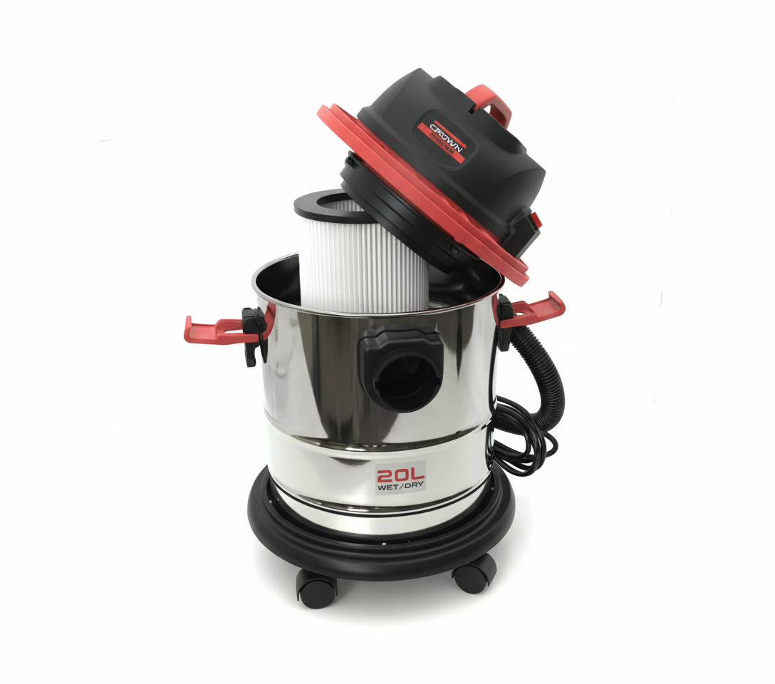ASPIRATEUR WATER & DRY ET SOUFFLEUR ELECTRIQUE 20L 1000W CROWN | CT42046 مكنسة كهربائية