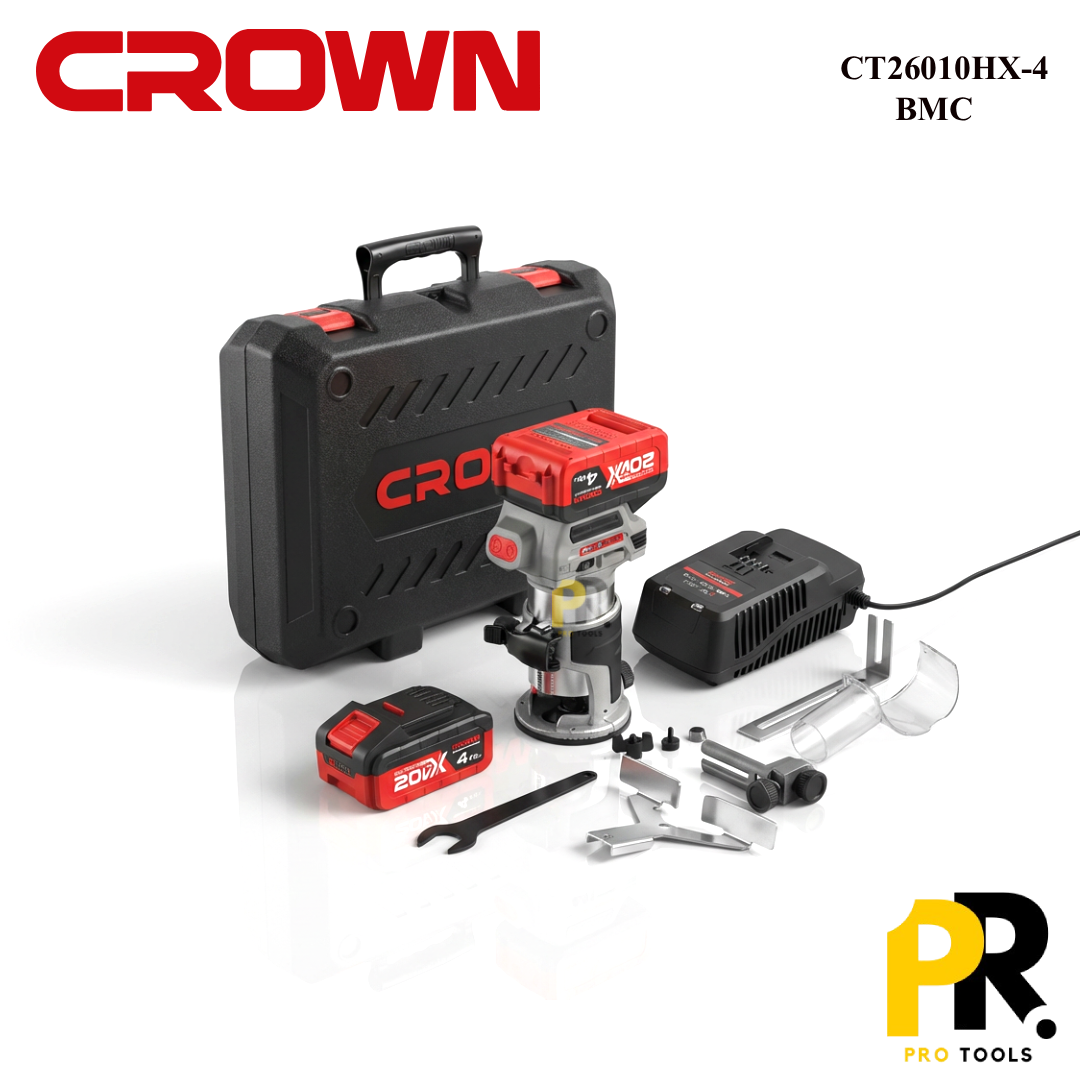 DEFONCEUSE FRAISEUSE A BATTERIE 20V 4.0AH 6-8MM BRUSHLESS CROWN | CT26010HX-4 BMC ماكينة تفريز/تشطيب الحواف اللاسلكية