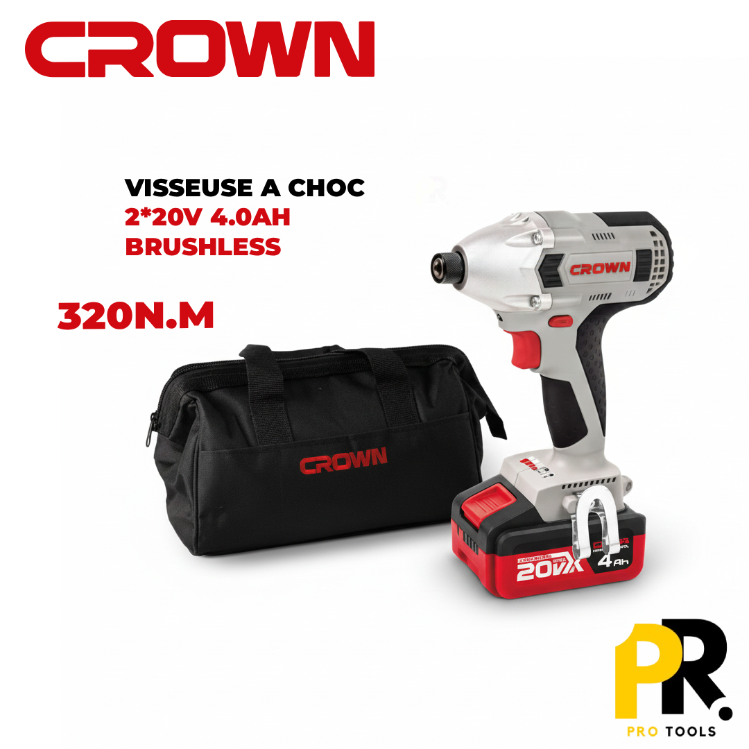 VISSEUSE A CHOC A BATTERIE 20V 4.0AH 320N.M BRUSHLESS CROWN | CT22021HX-4TB آلة فك و تركيب البراغي بالصدم