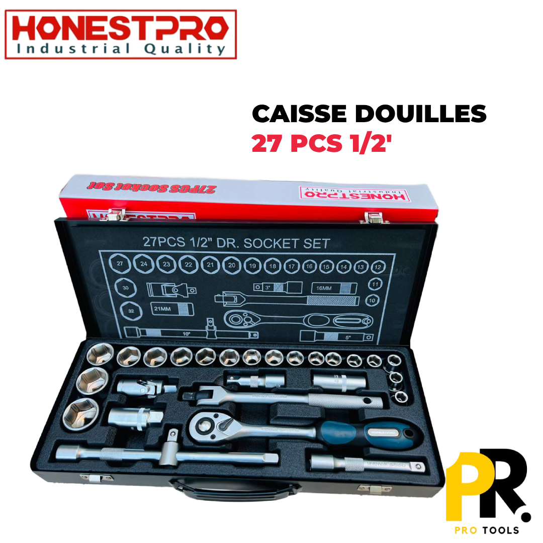 CAISSE DOUILLES 1/2 27PCS HONESTPRO | YAD1302 علبة مفاتيح