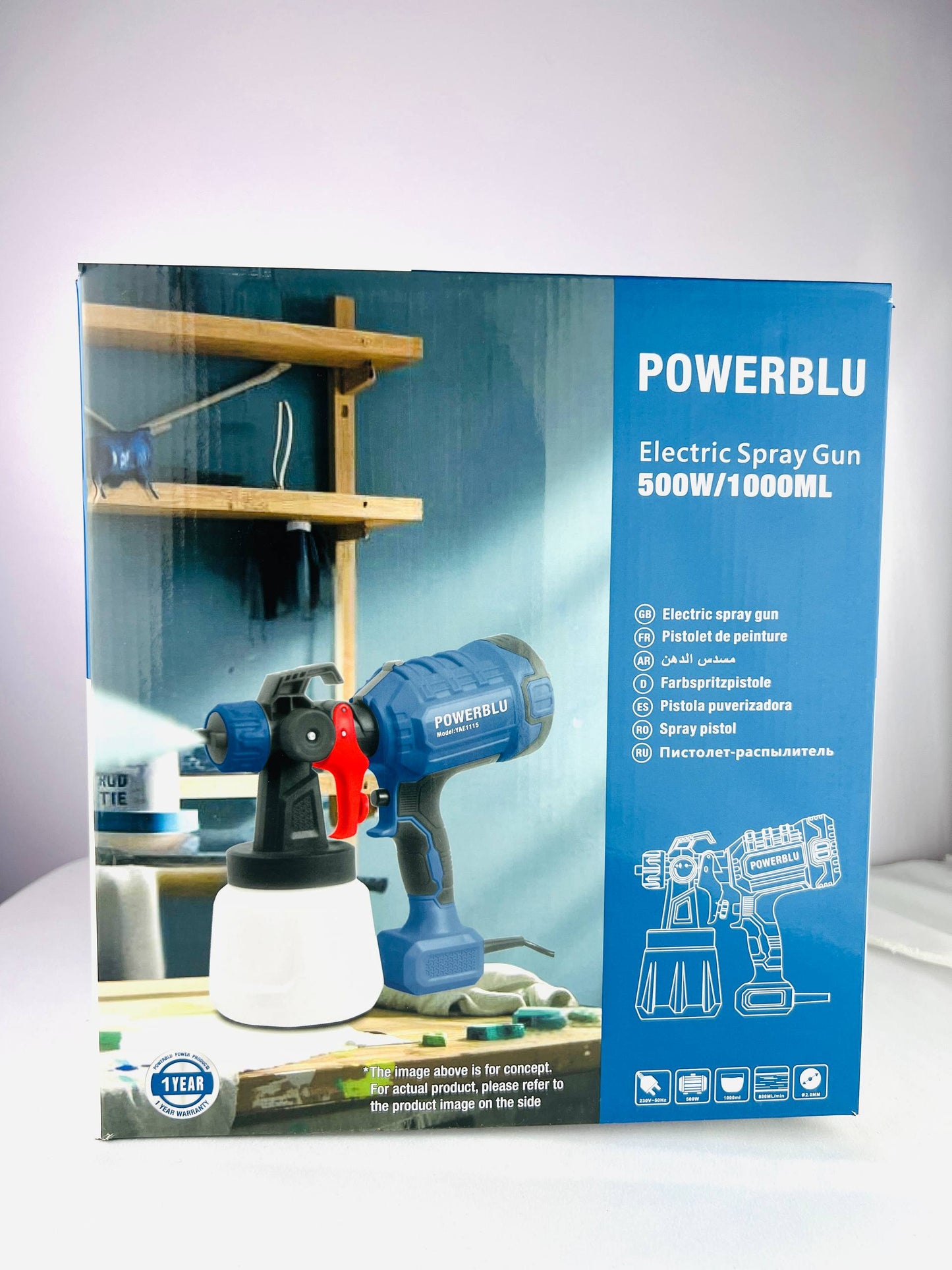 PISTOLET DE PEINTURE ELECTRIQUE 500W 2.0MM POERBLU | YAE1115 جهاز الطلاء الكهربائي