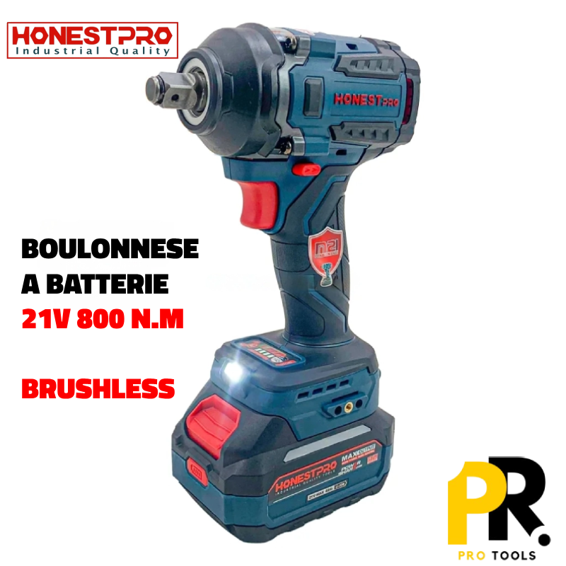 BOULONNEUSE CLE A CHOC BATTERIE 21V 800N.M HONESTPRO YAE6113 آلة فك البراغي ببطارية
