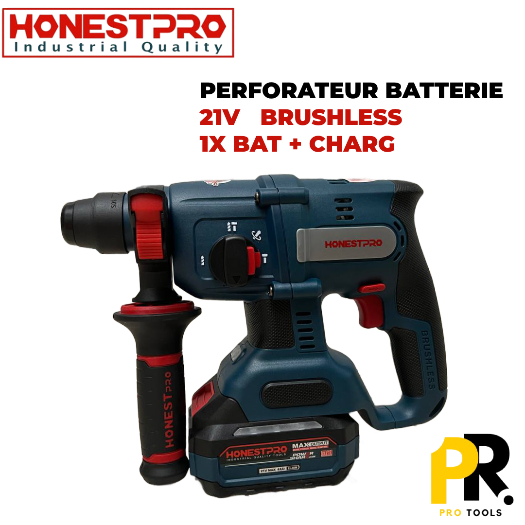 MARTEAU PERFORATEUR A BATTERIE 21V BRUSHLESS HONESTPRO | YAE6116 مطرقة ثقب وحفر لاسلكية