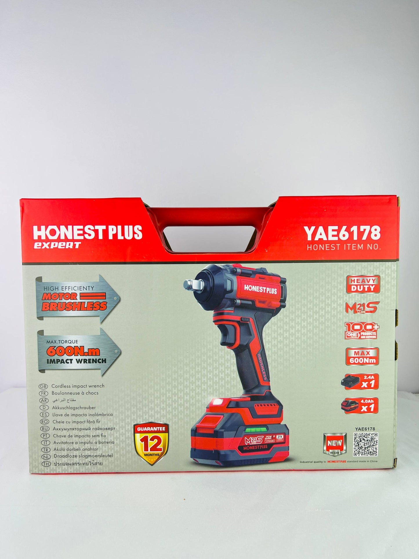 BOULONNEUSE CLE A CHOC BATTERIE 600N.M 1/2' 21V 4.0AH BRUSHLESS HONESTPLUS | YAE6178 آلة فك البراغي ببطارية