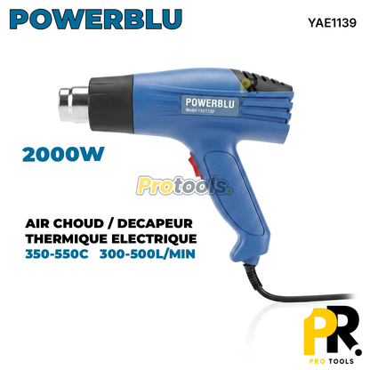 AIR CHOUD / DECAPEUR THERMIQUE ELECTRIQUE 2000W POWERBLU | YAE1139 جهاز تسخين الهواء