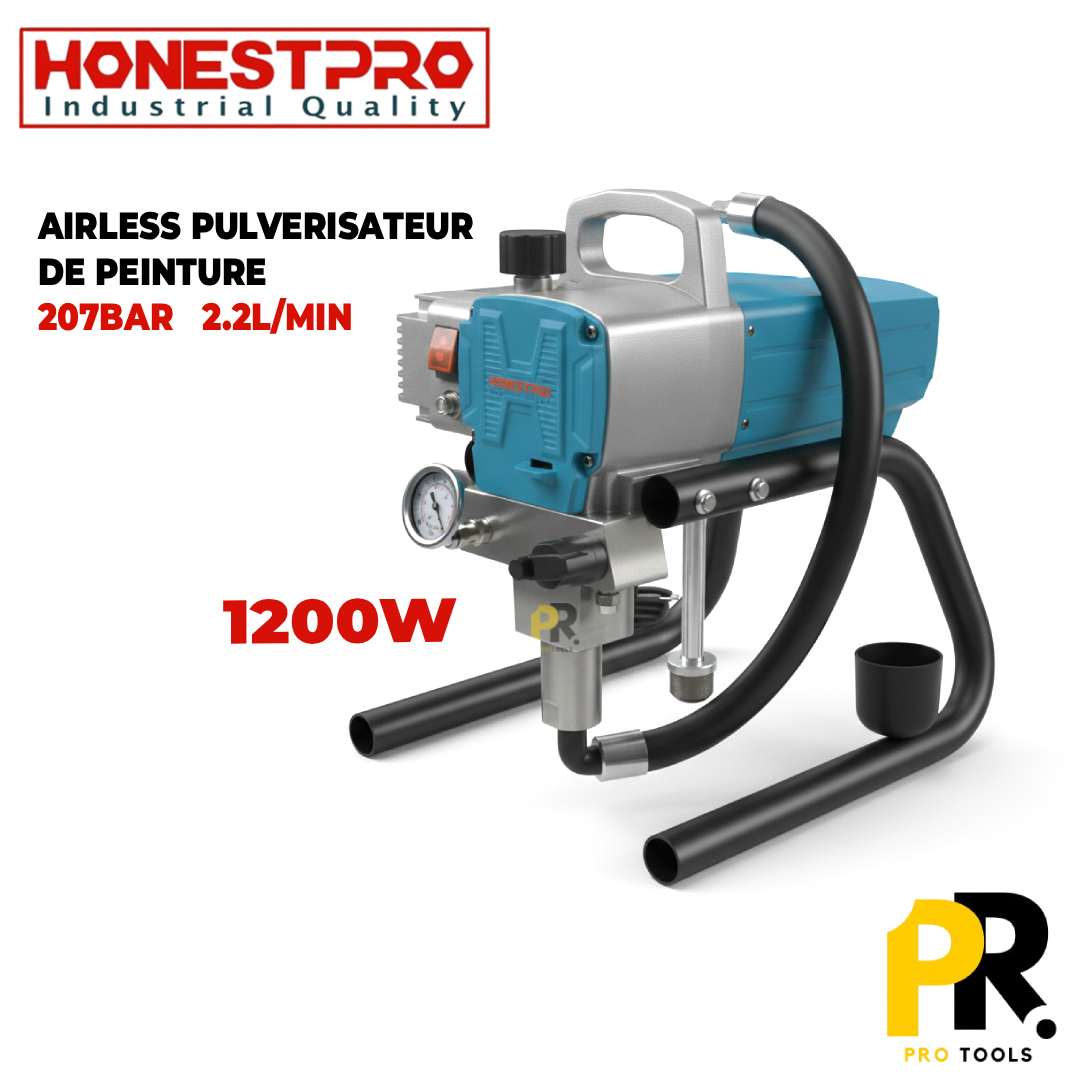AIRLESS PULVERISATEUR DE PEINTURE 1200W 2.2L/MIN 207BAR HONESTPRO | YAE4723 ماكينة الرش