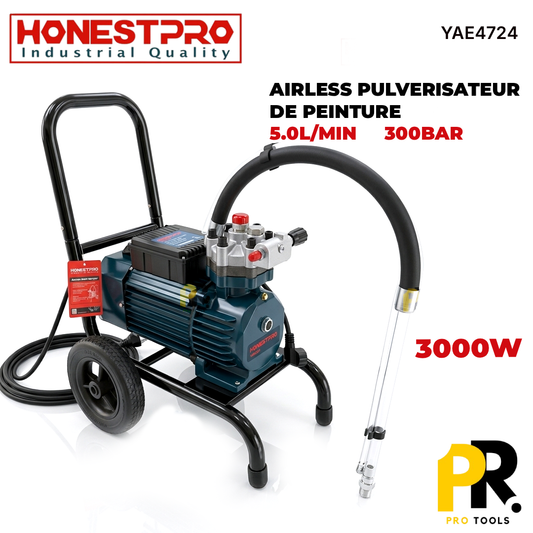 AIRLESS PULVERISATEUR DE PEINTURE 3000W 5L/MIN 300BAR HONESTPRO | YAE4724 ماكينة الرش