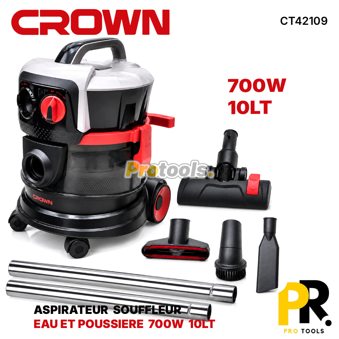 ASPIRATEUR SOUFFLEUR 10LT 700W CROWN [CT42109] مكنسة كهربائية