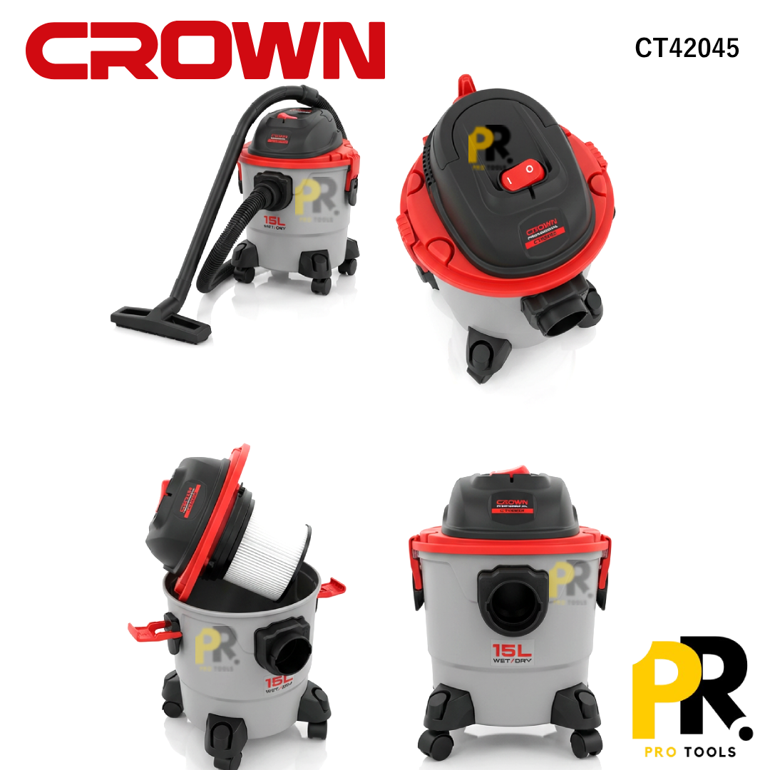 ASPIRATEUR WATER & DRY ET SOUFFLEUR ELECTRIQUE 15L 1000W CROWN | CT42045 مكنسة كهربائية
