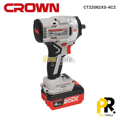 BOULONNEUSE CLE A CHOC A BATTERIE 20V 4.0AH 550N.M BRUSHLESS CROWN | CT22062XS-4C2 مفتاح صدمات لاسلكي