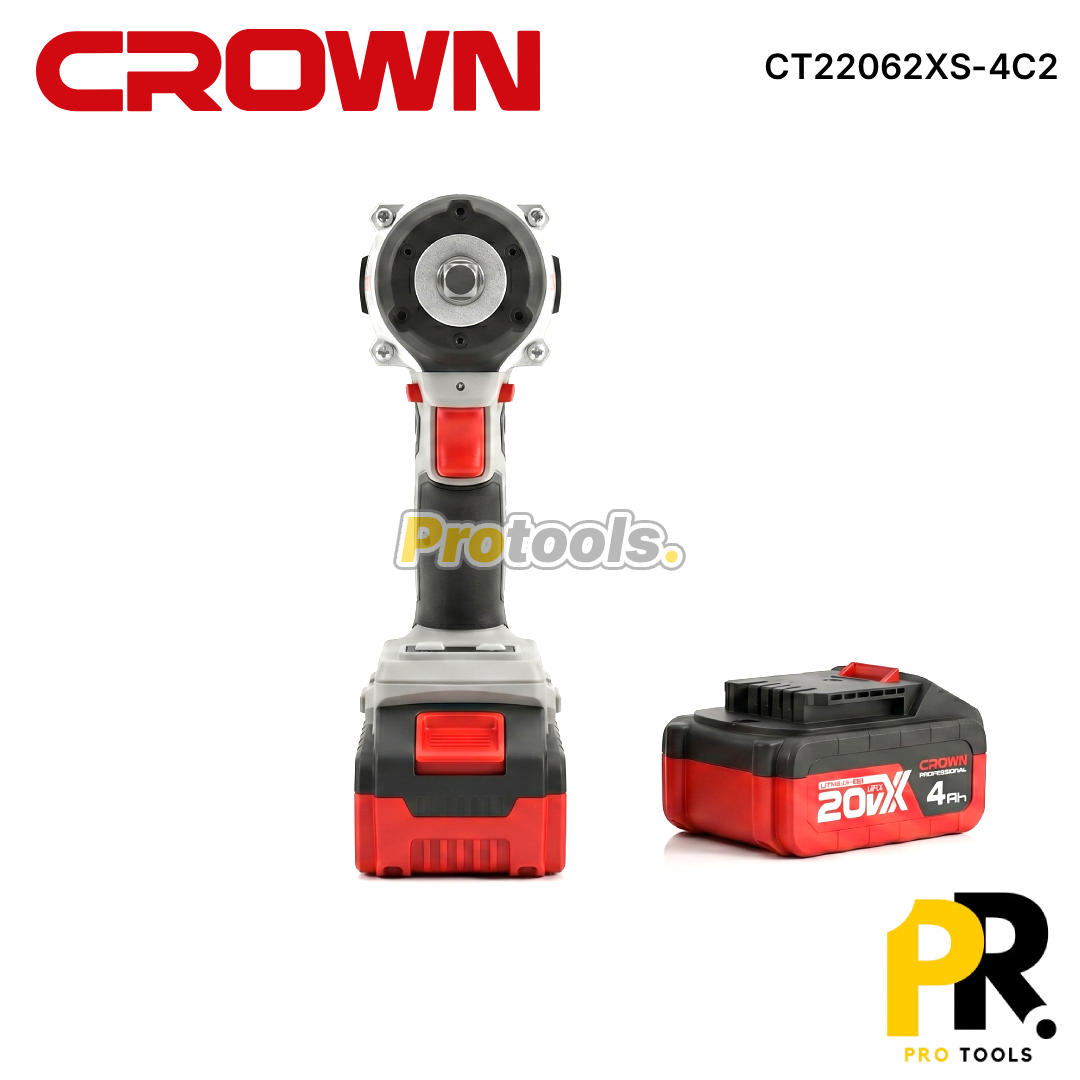 BOULONNEUSE CLE A CHOC A BATTERIE 20V 4.0AH 550N.M BRUSHLESS CROWN | CT22062XS-4C2 مفتاح صدمات لاسلكي