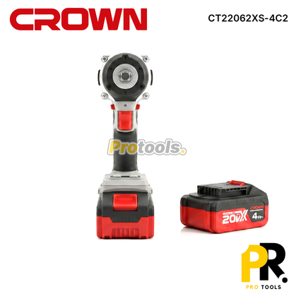 BOULONNEUSE CLE A CHOC A BATTERIE 20V 4.0AH 550N.M BRUSHLESS CROWN | CT22062XS-4C2 مفتاح صدمات لاسلكي