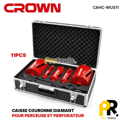 CAISSE COURONNE DIAMANT POUR PERCEUSE ET PERFORATEUR 11PCS CROWN [CAHC-WUS11] طقم  للحفر