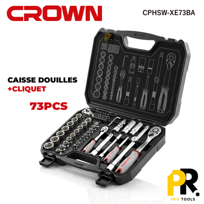 CAISSE DOUILLES + CLIQUET 73PCS 1/2" CROWN | CPHSW-XE73BA علبة مفاتيح