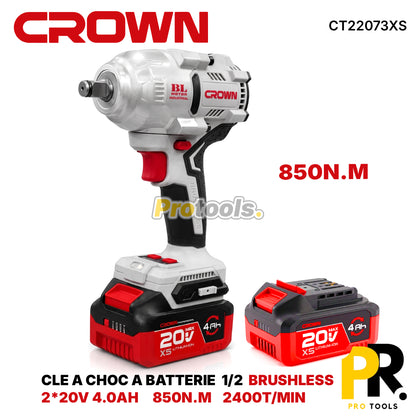 CLE A CHOC A BATTERIE 20V 4.0AH 850N.M BRUSHLESS CROWN [CT22073XS] مفتاح صدمات لاسلكي