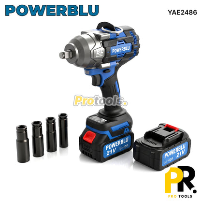 CLE A CHOC A BATTERIE 21V 4.0AH 1100N.M BRUSHLESS POWERBLU [YAE2486] فتاح صدمات لاسلكي