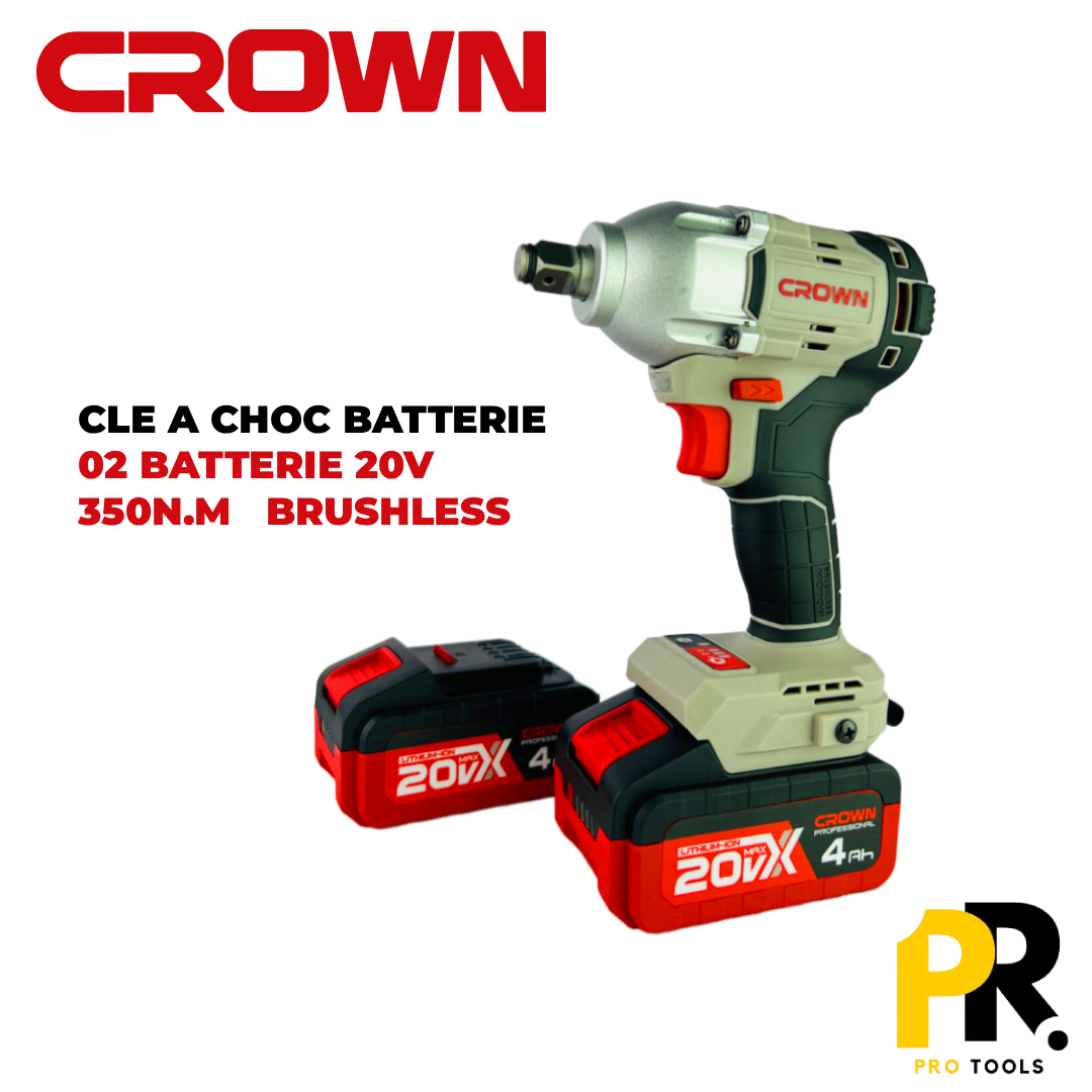 BOULONNEUSE CLE A CHOC BATTERIE 20V 4.0AH 350N.M CROWN | CR22050HX-4 آلة فك البراغي ببطارية