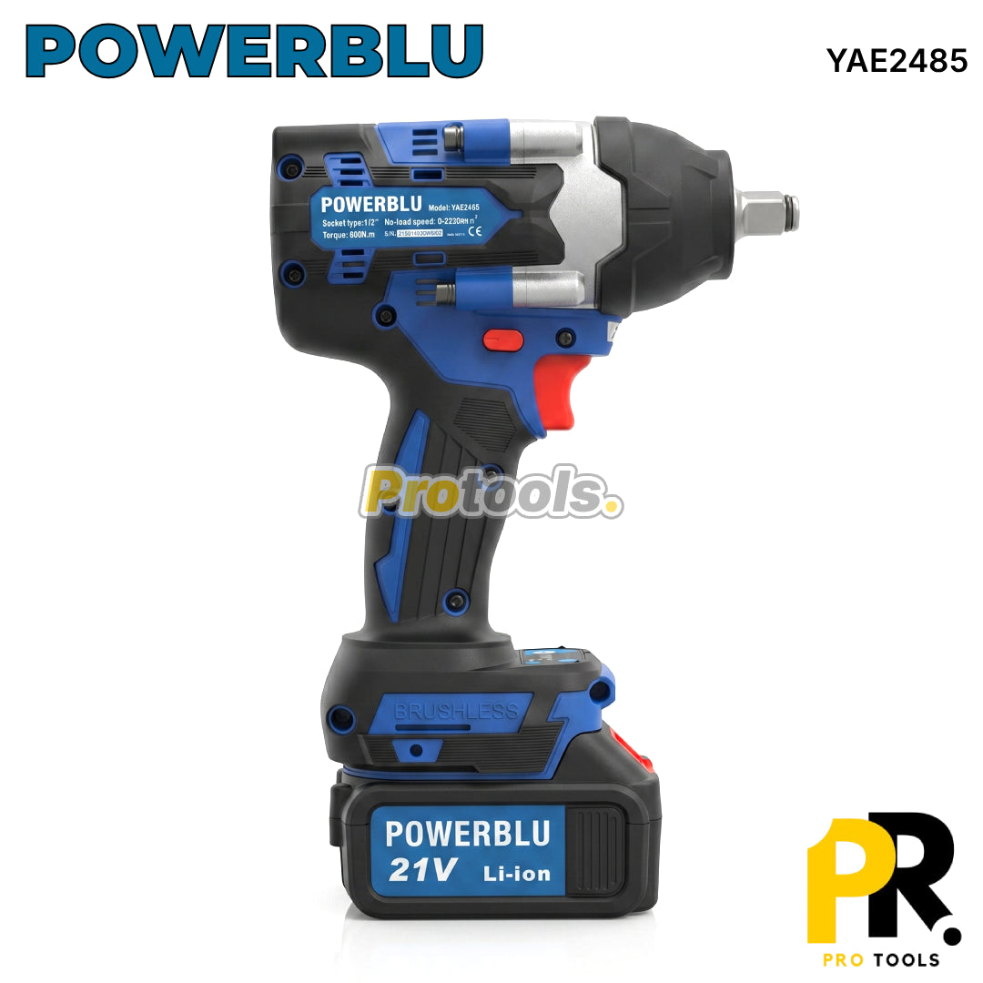 CLE A CHOC A BATTERIE 21V 4.0AH 600N.M BRUSHLESS POWERBLU | YAE2485 فتاح صدمات لاسلكي