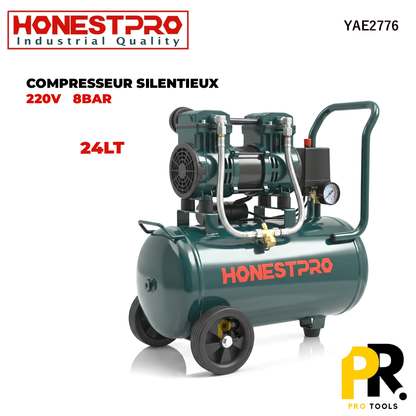 COMPRESSEUR A AIR SILENTIEUX 24LT HONESTPRO | YAE2776 ضاغط هواء