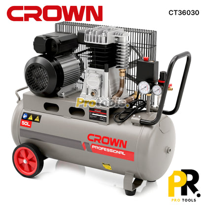 COMPRESSEUR AIR COUROIX 2.0HP 50LT CROWN [CT3630] ضاغط هواء بالحزام
