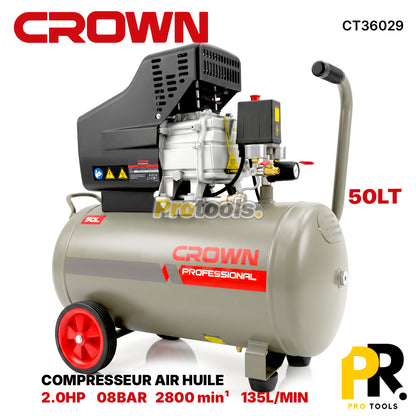 COMPRESSEUR AIR HUILE 2.0HP 50LT CROWN [CT36029] ضاغط هواء بالزيت