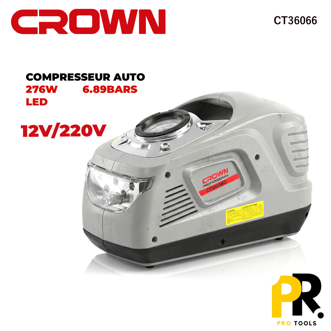 COMPRESSEUR AUTO 12V/220V 276W CROWN [CT36066] ميني كمبريسور
