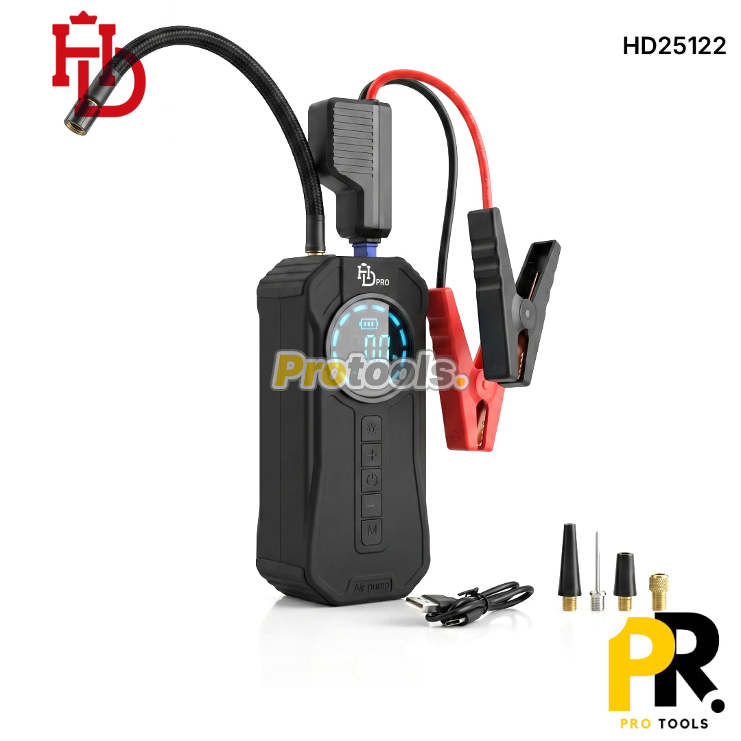 COMPRESSEUR AUTO AVEC BOOSTER BATTERIE 10000MAH HDPRO | HD25122 جهاز نفخ متعدد الوظائف