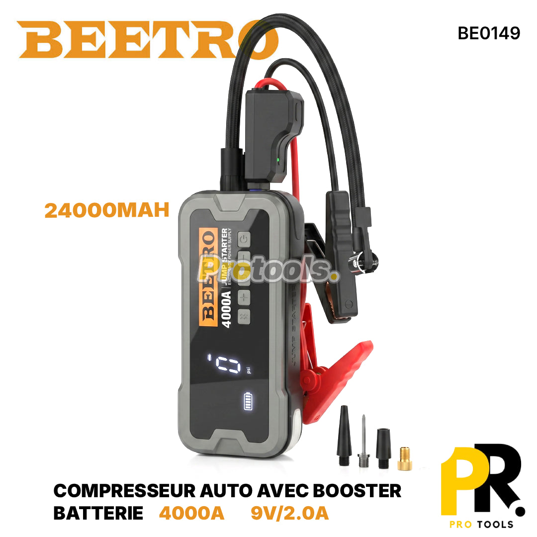 COMPRESSEUR AUTO AVEC BOOSTER BATTERIE 24000MAH BEETRO - BE0149 جهاز نفخ متعدد الوظائف
