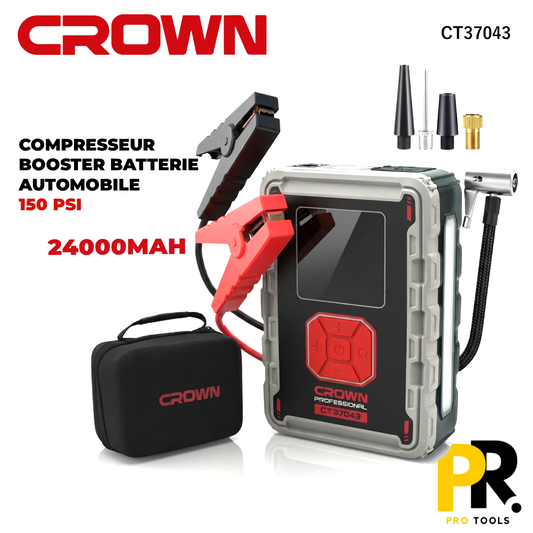 COMPRESSEUR ET BOOSTER BATTERIE AUTOMOBILE 24000MAH CROWN [CT37043] جهاز نفخ متعدد الوظائف