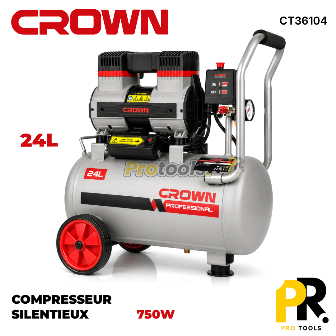 COMPRESSEUR SILENTIEUX 24LT 750W CROWN | CT36104 ضاغط هواء