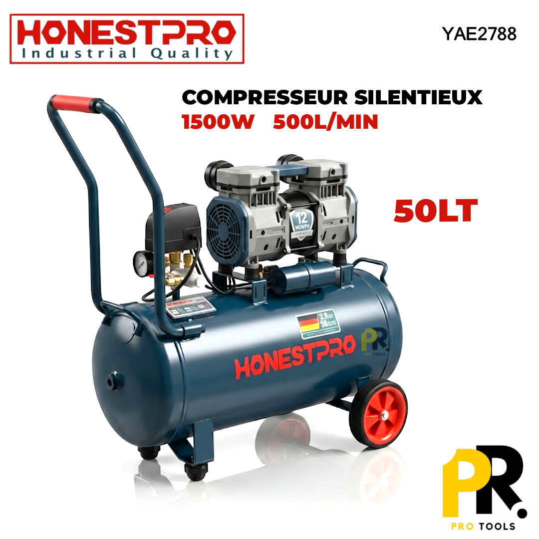 COMPRESSEUR SILENTIEUX 50LT 1500W HONESTPRO | YAE2788 ضاغط هواء