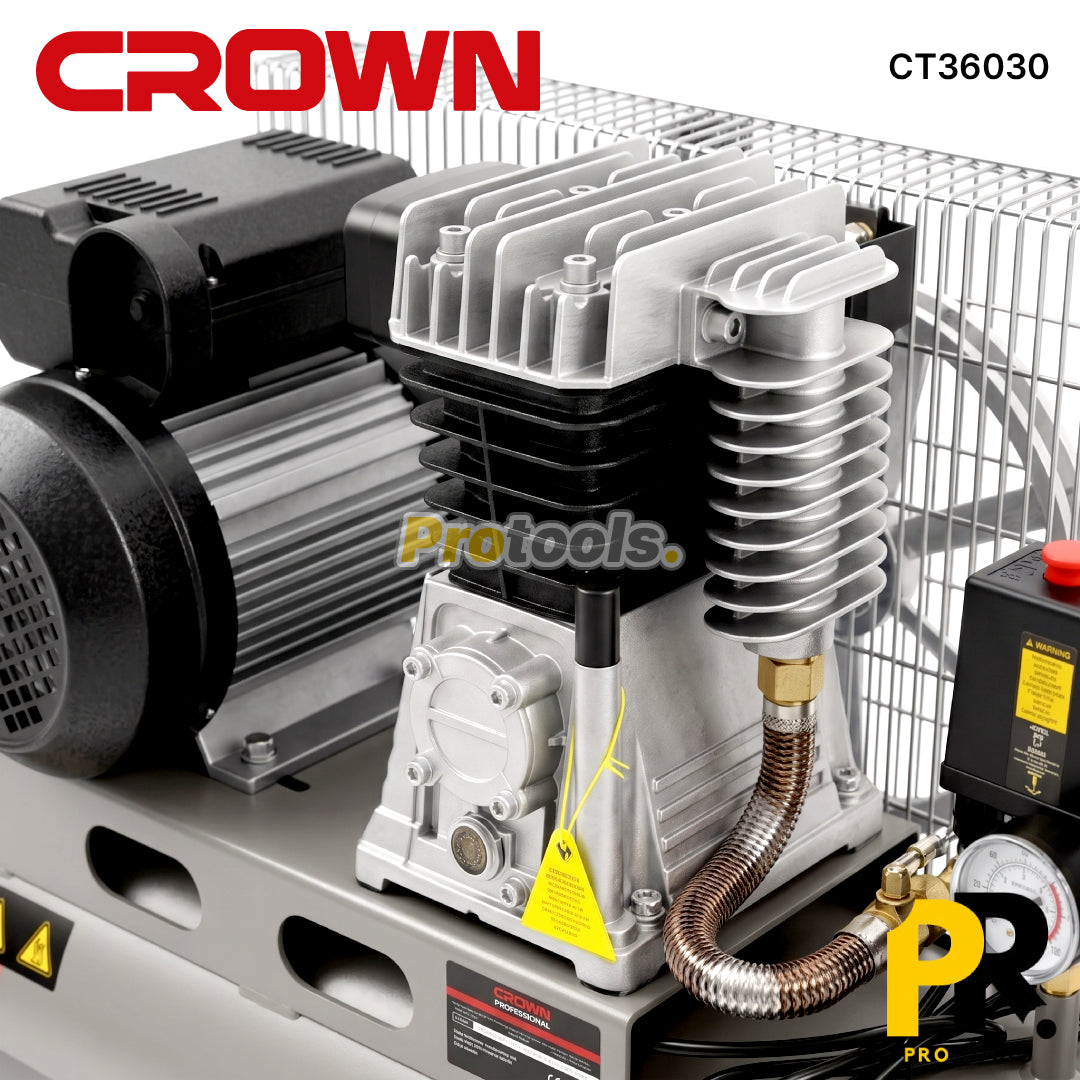 COMPRESSEUR AIR COUROIX 2.0HP 50LT CROWN [CT3630] ضاغط هواء بالحزام