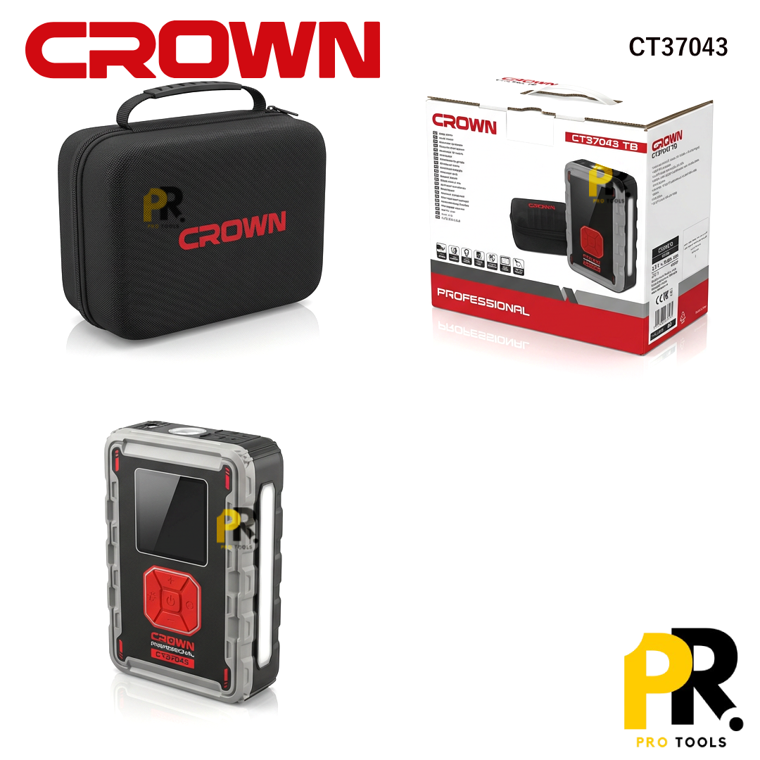 COMPRESSEUR ET BOOSTER BATTERIE AUTOMOBILE 24000MAH CROWN [CT37043] جهاز نفخ متعدد الوظائف