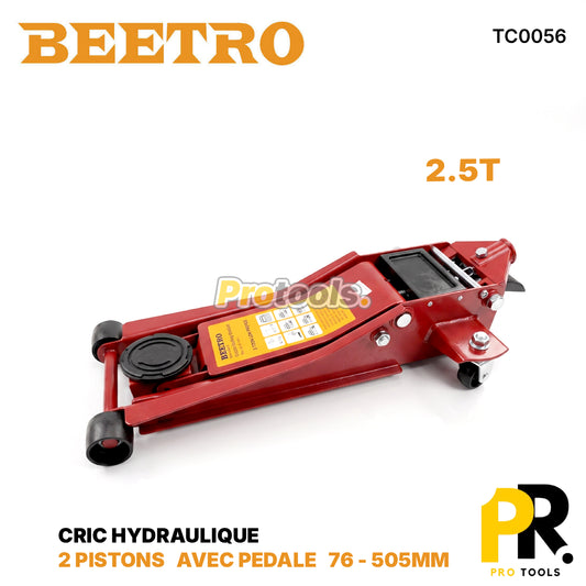 CRIC HYDRAULIQUE 2.5T 2 PISTONS AVEC PEDALE BEETRO [TC0056] رافعة هيدروليكية