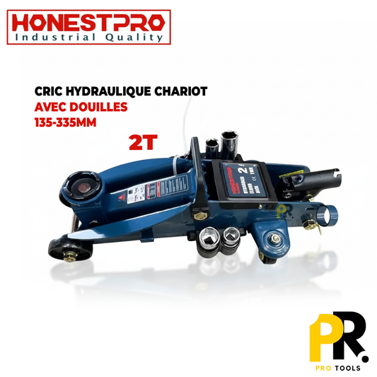 CRIC HYDRAULIQUE CHARIOT 2T AVEC JEU DOUILLES HONESTPRO [YAS0870] رافعة هيدروليكية بعجلات