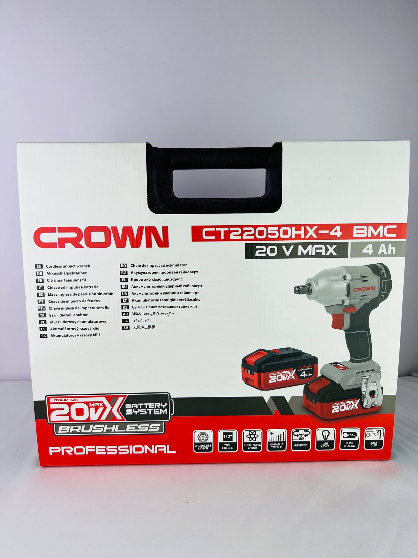 BOULONNEUSE CLE A CHOC BATTERIE 20V 4.0AH 350N.M CROWN | CR22050HX-4 آلة فك البراغي ببطارية