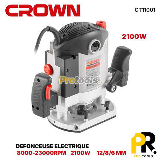 DEFONCEUSE ELECTRIQUE 6.0MM-8.0MM-12.0MM 2100W CROWN [CT11001] آلة الصنفرة وحفر الخدود