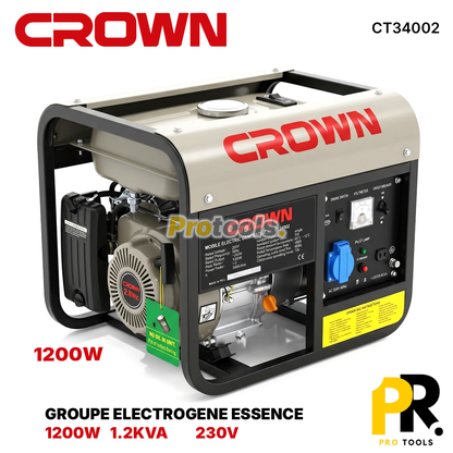 GROUPE ELECTROGENE ESSENCE 1200W 1.2KVA CROWN | CT34002 مولد كهربائي بنزين