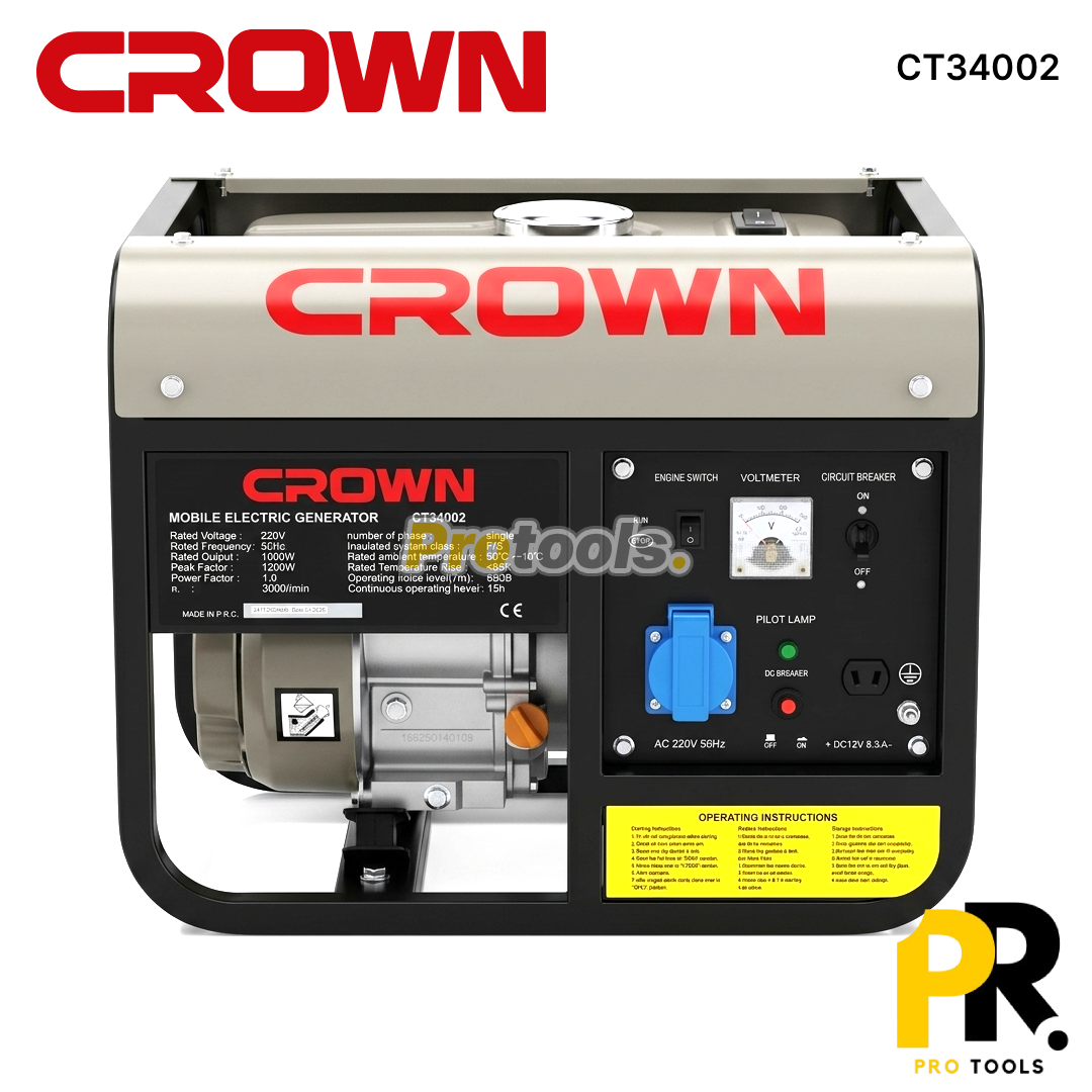 GROUPE ELECTROGENE ESSENCE 1200W 1.2KVA CROWN | CT34002 مولد كهربائي بنزين