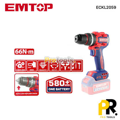 KIT 5PCS IN 1 A BATTERIE 20V 4.0AH BRUSHLESS EMTOP [ECKL2059] طقم أدوات اللاسلكي