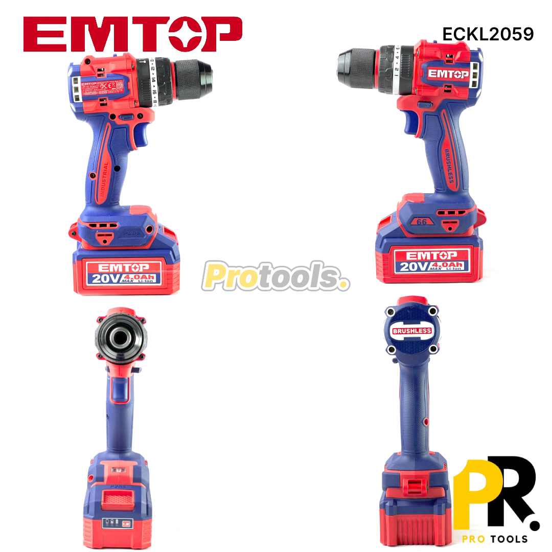 KIT 5PCS IN 1 A BATTERIE 20V 4.0AH BRUSHLESS EMTOP [ECKL2059] طقم أدوات اللاسلكي