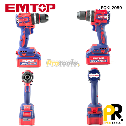 KIT 5PCS IN 1 A BATTERIE 20V 4.0AH BRUSHLESS EMTOP [ECKL2059] طقم أدوات اللاسلكي