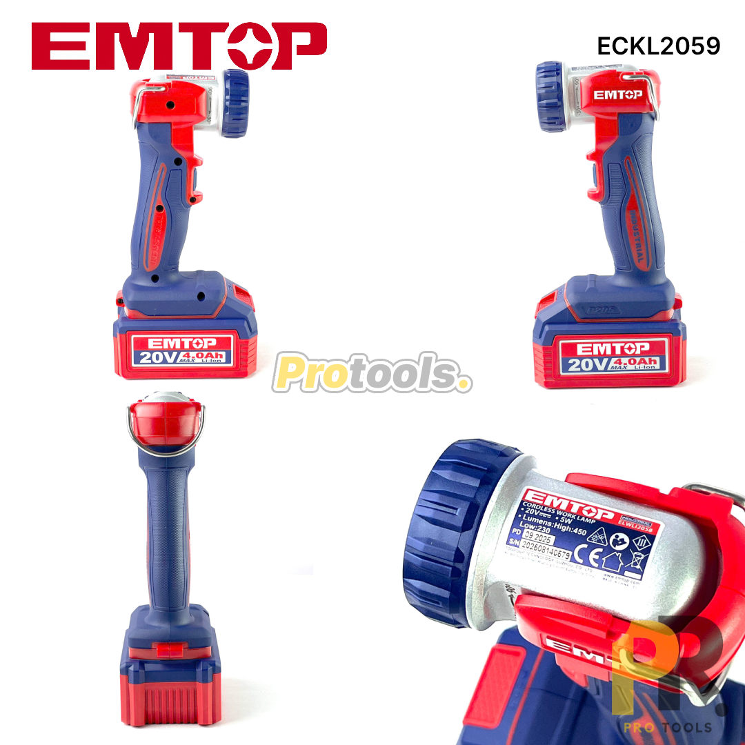 KIT 5PCS IN 1 A BATTERIE 20V 4.0AH BRUSHLESS EMTOP [ECKL2059] طقم أدوات اللاسلكي