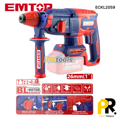 KIT 5PCS IN 1 A BATTERIE 20V 4.0AH BRUSHLESS EMTOP [ECKL2059] طقم أدوات اللاسلكي