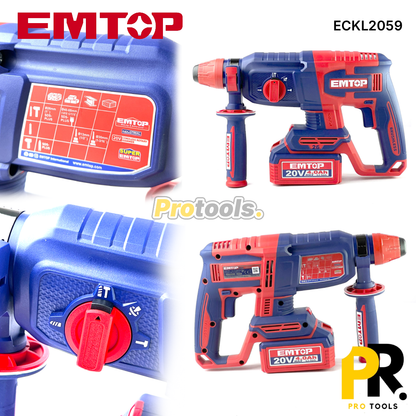 KIT 5PCS IN 1 A BATTERIE 20V 4.0AH BRUSHLESS EMTOP [ECKL2059] طقم أدوات اللاسلكي