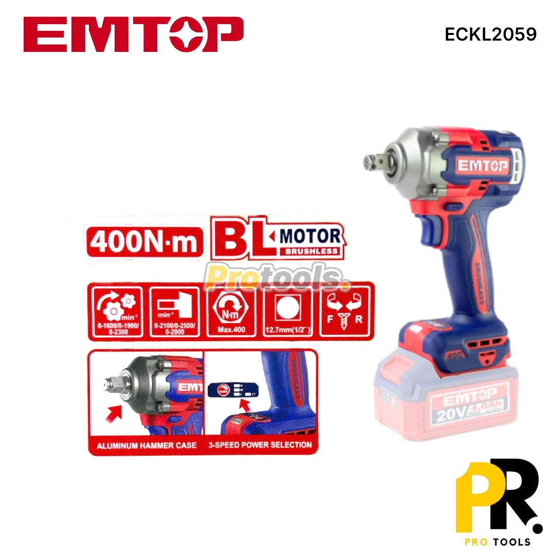 KIT 5PCS IN 1 A BATTERIE 20V 4.0AH BRUSHLESS EMTOP [ECKL2059] طقم أدوات اللاسلكي