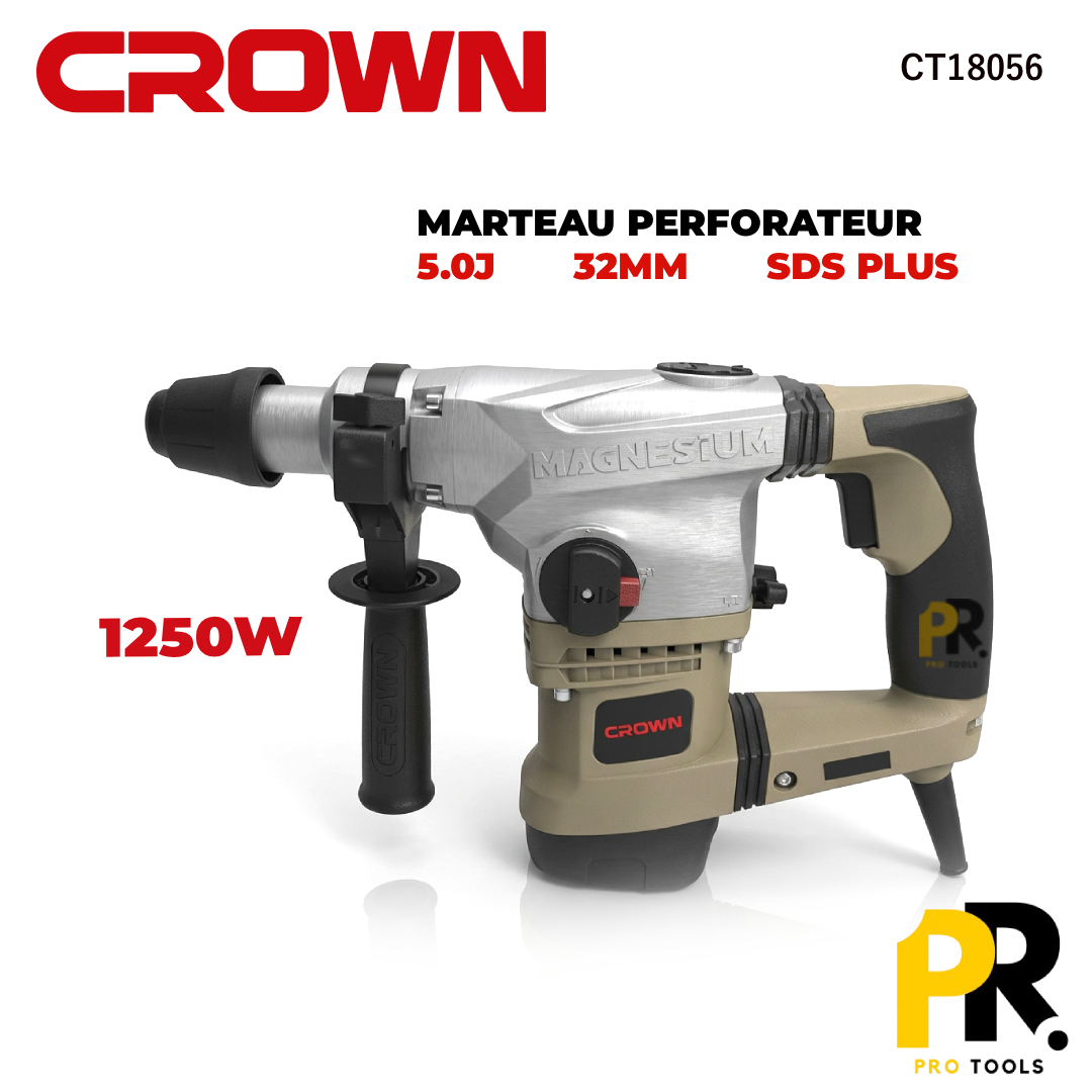 MARTEAU PERFORATEUR 1250W 32MM SDS PLUS 5J MAGNESIUM CROWN | CT18056 مثقاب متعدد الاستعمالات