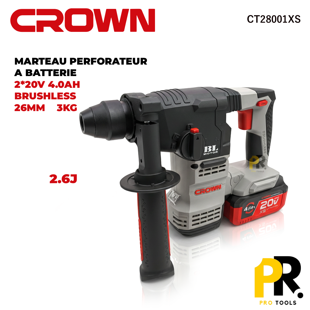MARTEAU PERFORATEUR 20V 2.3J BRUSHLESS CROWN | CT28001XS مطرقة ثقب وحفر لاسلكية