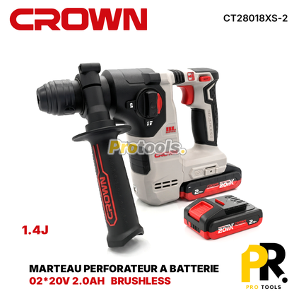 MARTEAU PERFORATEUR A BATTERIE 20V 2.0AH BRUSHLESS CROWN | CT28018XS-2 BMC مطرقة الحفر اللاسلكية